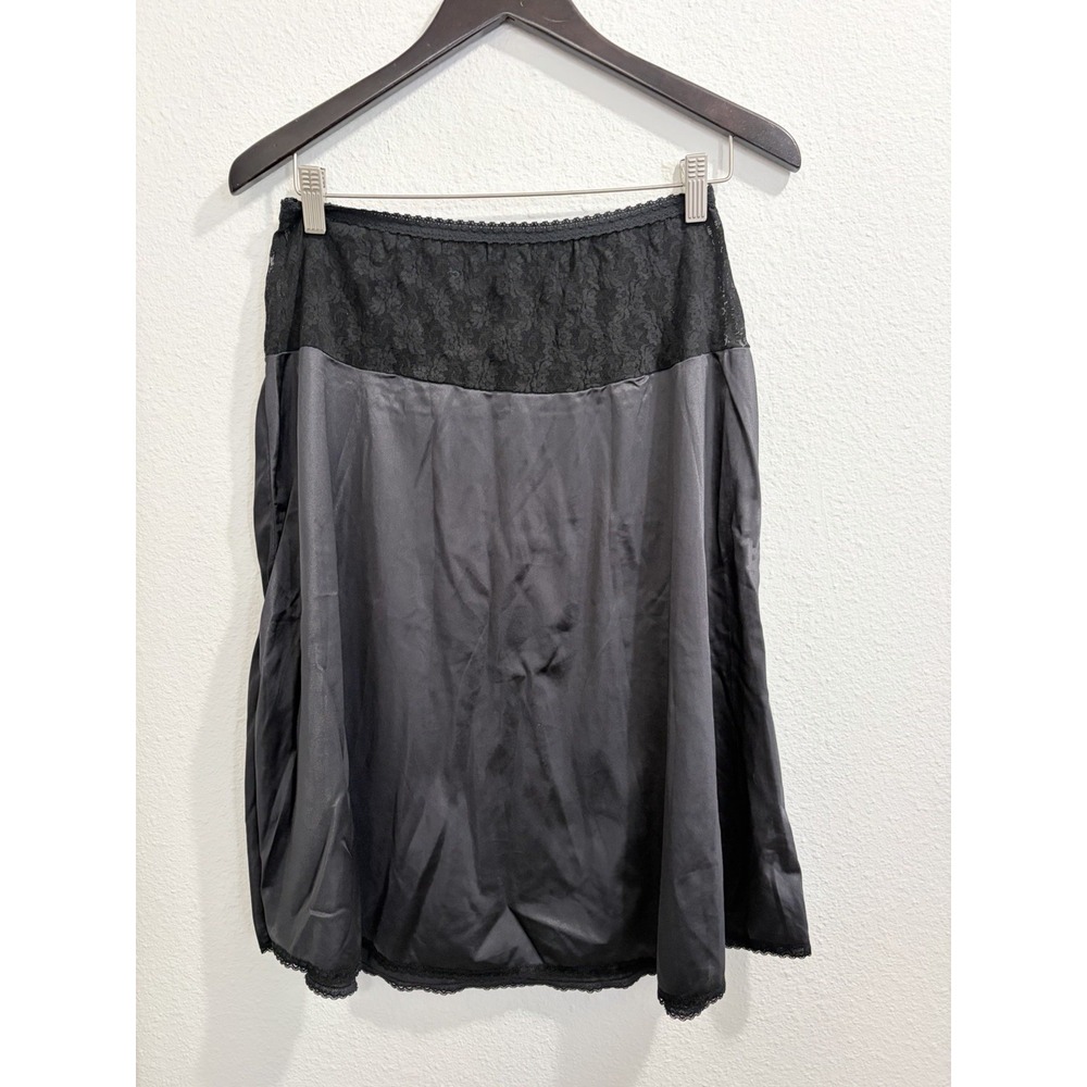 Vintage Half Slip Skirt Size Medium Black Lace